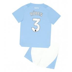 Manchester City Ruben Dias #3 Koszulka Podstawowych Dziecięca 2023-24 Krótki Rękaw (+ Krótkie spodenki)